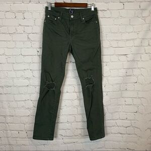 Gap Douglas Fir Branch Green Distressed Jeans size 25